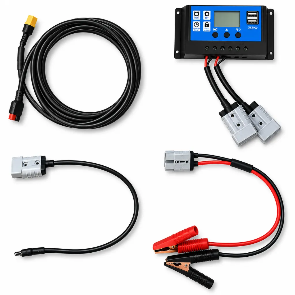 Kit électronique solaire et câbles connectiques.webp