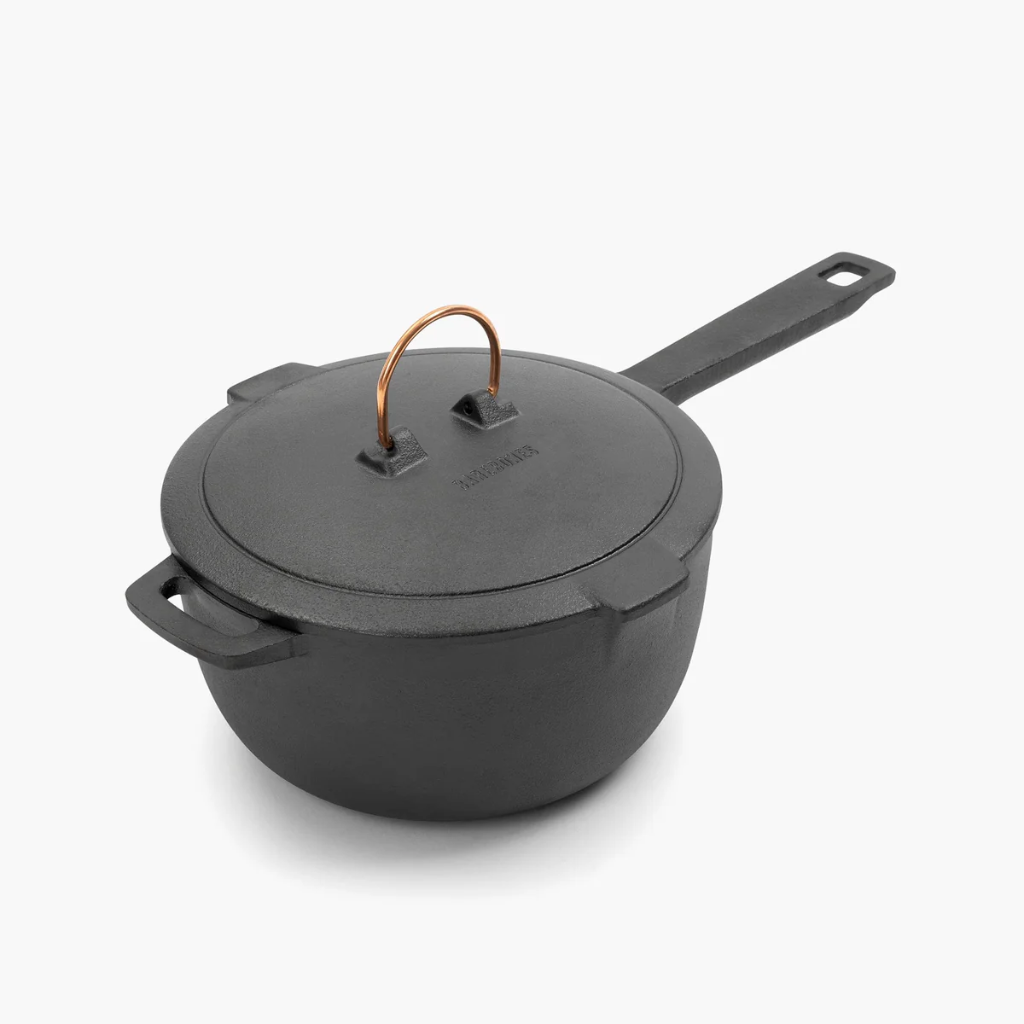 [CKW-1103] Enamel Lined Saucepan Vintage White Barebones