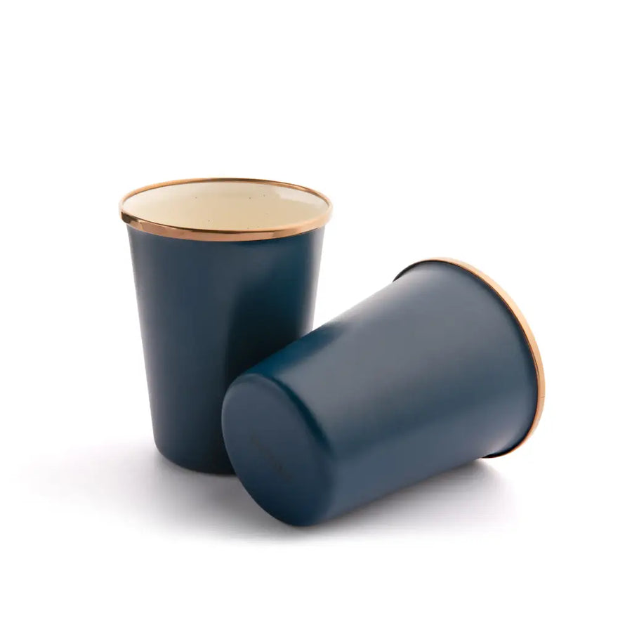 [CKW-1035] Gobelet en émail bicolore, Tall Cup, set de 2, indigo blue, Barebones